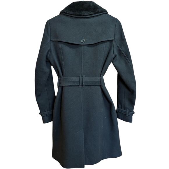 Burberry Brit Wool Belted Trench Coat with Shearling Collar Size US 6 / IT 40 - Picture 3 of 6